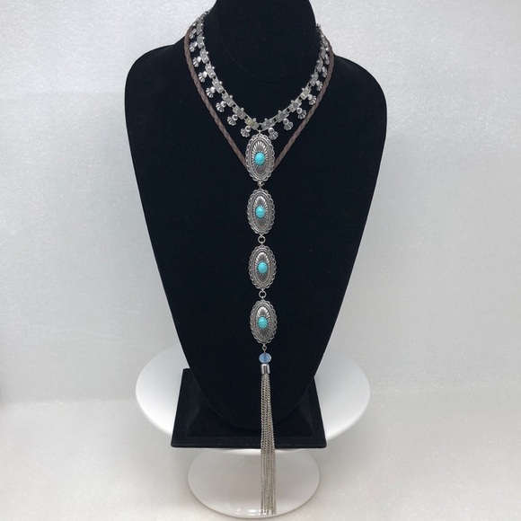 Shyanne Jewelry - Shyanne Layered Necklace with Turquoise Color Stones Concha Style Southwestern